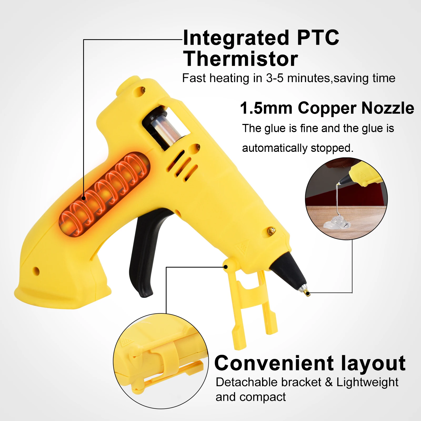 Cordless Hot Glue Gun Kit Fast Preheating Glue Gun 7mm Hot Melt Glue Gun for DIY, Arts & Craft, Home Repairs and Decorations
