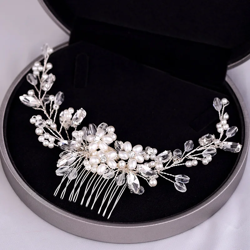 Factory Wholesale Hot Selling Handmade Headdress Flower Pearl Comb Hairpin Hair Accessories Fancy Wedding Hair Accessories For B