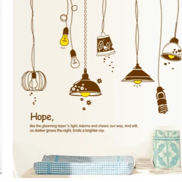 Cartoon Kids Bedroom Hope Lights Vintage Style Removable Pvc 3d Wall Sticker
