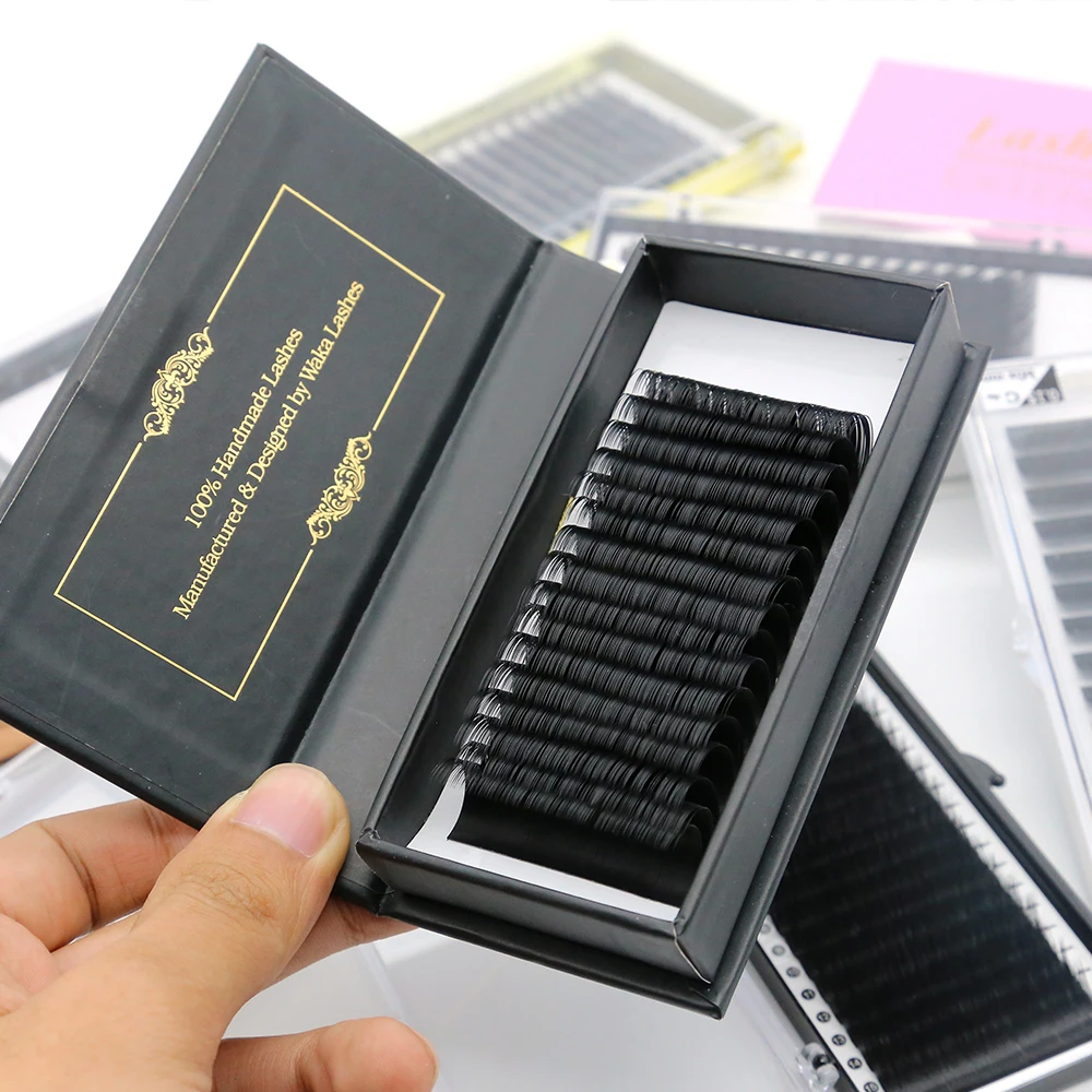 Professional las extension supplies individual eyelash extensions private label matte black volume las extension trays