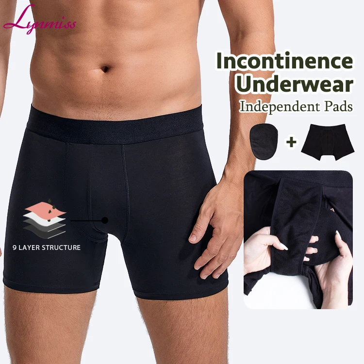 Best Men Bladder Leak Proof Underwear Boxer Reusable Washable Pants Urinary Absorbent Padded Incontinence Panties