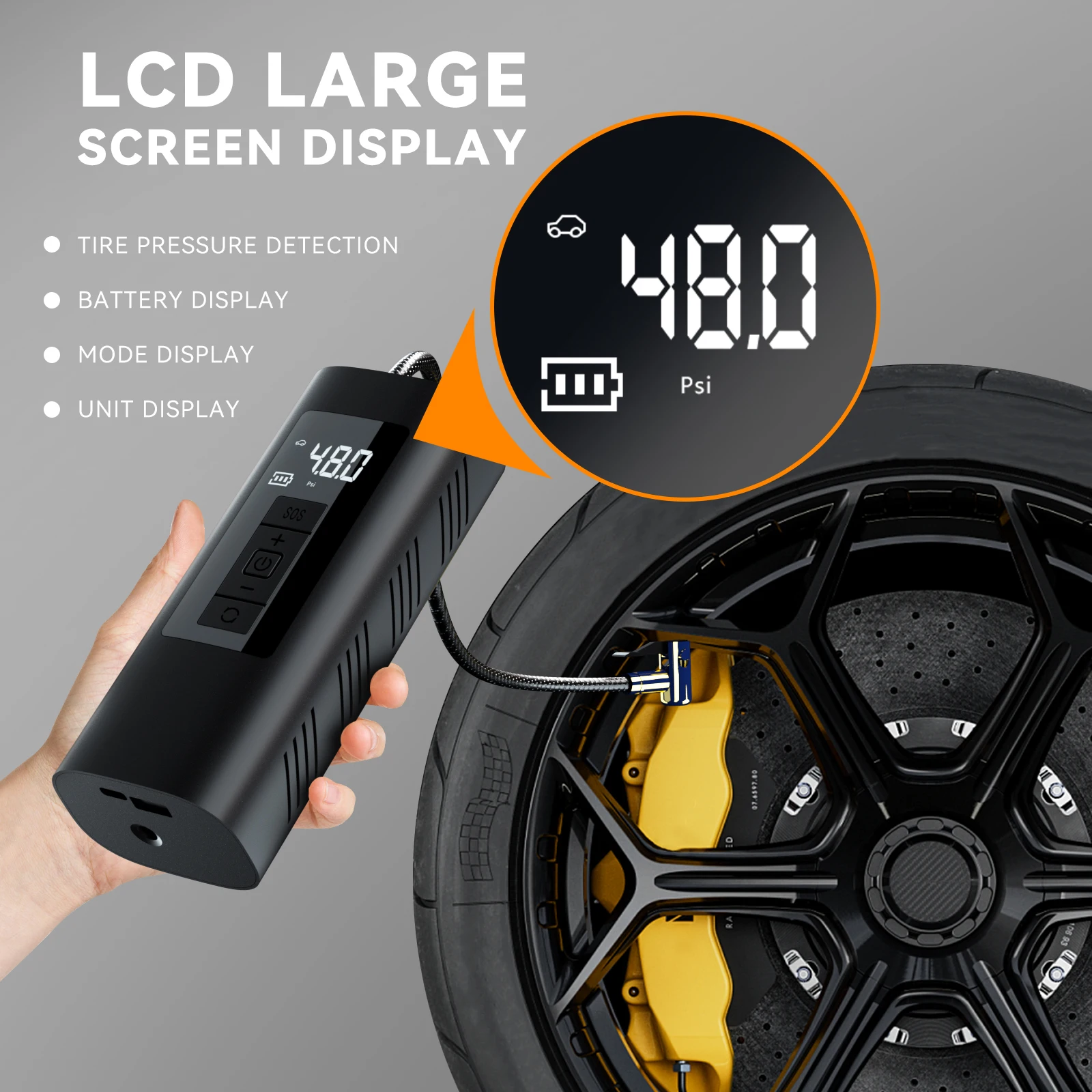 Electric 6000mAh Battery Air Pump 150PSI Portable Air Compressor Mini Tyre Pump with USB/LED Light for Bike Motorcycle Car Balls