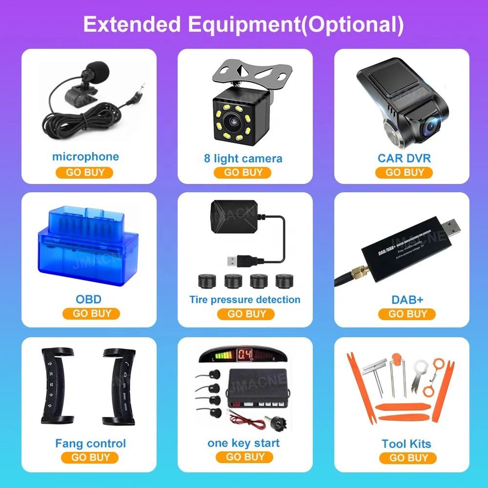 Jmance 9 Inch Car DVD Player with BT Android Auto CarPlay MP5 Player Featuring Stereo Amplifier 2 Din Car Navigation