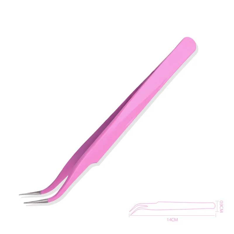 Picking Tool Pink Stainless Steel Eyelash Extension Curved Straight Tip Nippers Tweezer Nail Beauty Eye