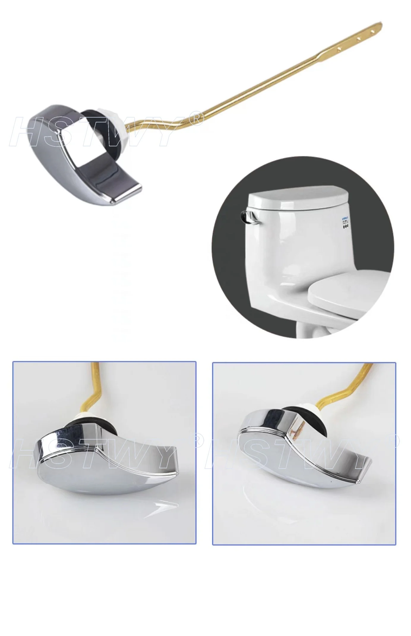 Toilet Tank Replacement Fittings Single Flush Lever Side Mount Flush Handle HB111