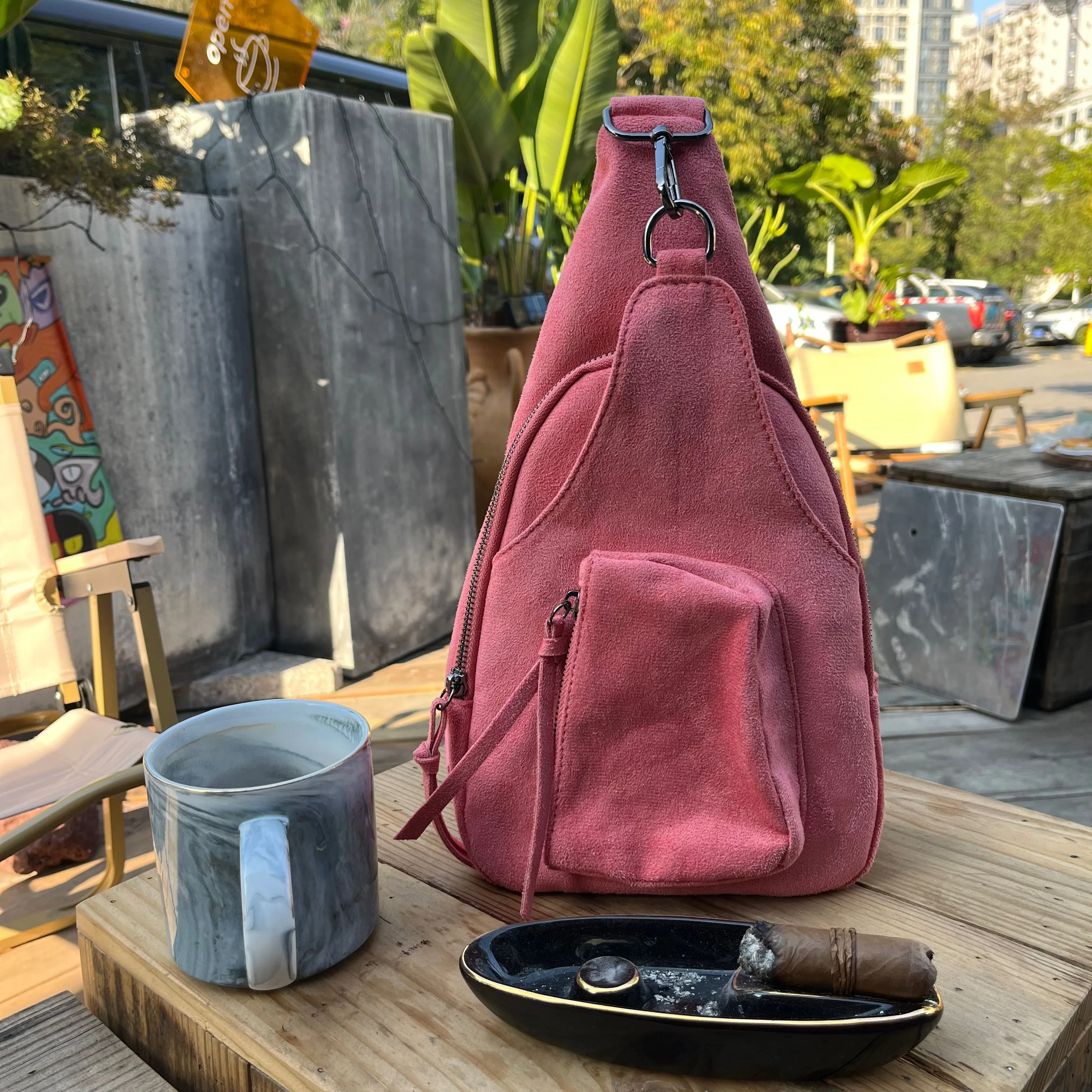 Wholesale New Solid Suede Waist Bag Lightweight Sling Crossbody Bag Multifunctional Casual Chest Bag DOM Y-2085