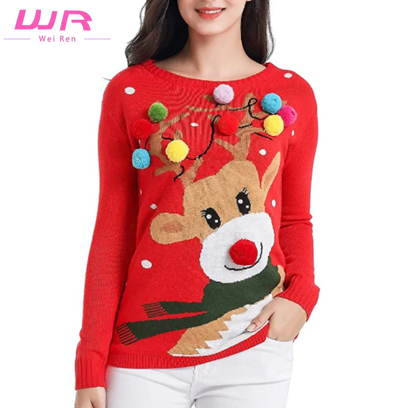 2022 Men Christmas Pullover Sweater Led Light Knitting 100% Acrylic Funny Christmas Sweater Women With Led Lights