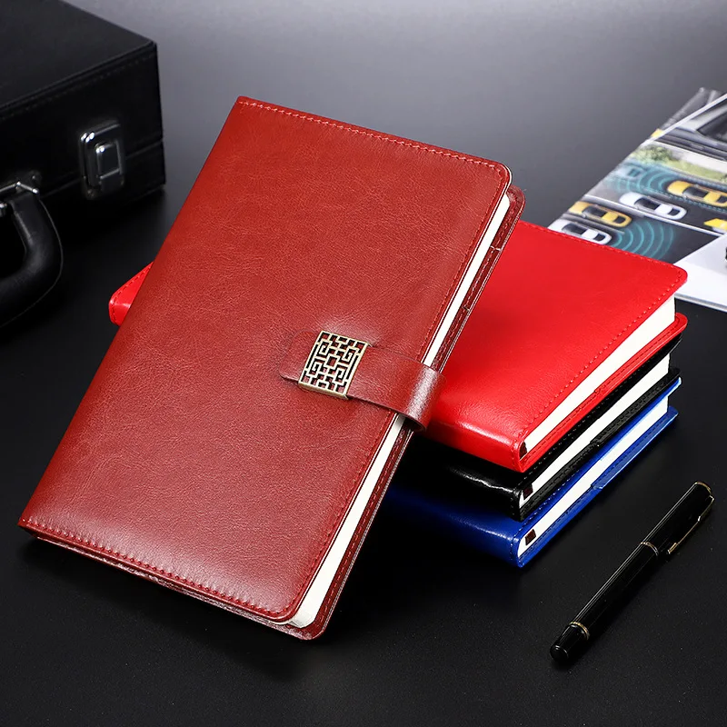 Business A5 notebook retro gift box set notepad buckle leather surface meeting record book custom logo