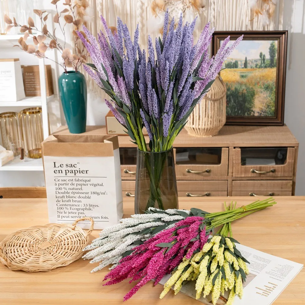 Lavender 64cm Artificial Wedding Flower Wall Decoration Dried Flowers & Plants for Home Outdoor & Party Use