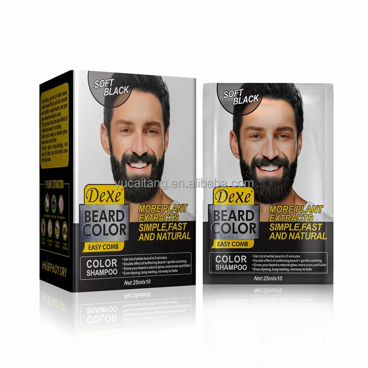 Dexe 80ml Hair Beard Color Cream for Man Rosemary Plant Exract 5 Minutes 100% Black Cover Shampoo Comb and