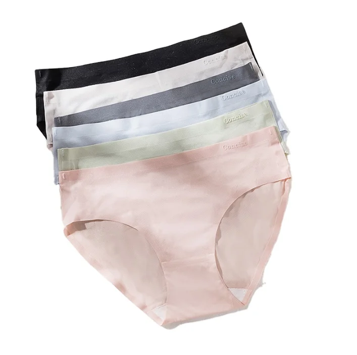 
New ultra thin seamless one-piece ice silk women underwear low waist breathable mesh anti-bacterial cotton crotch briefs 