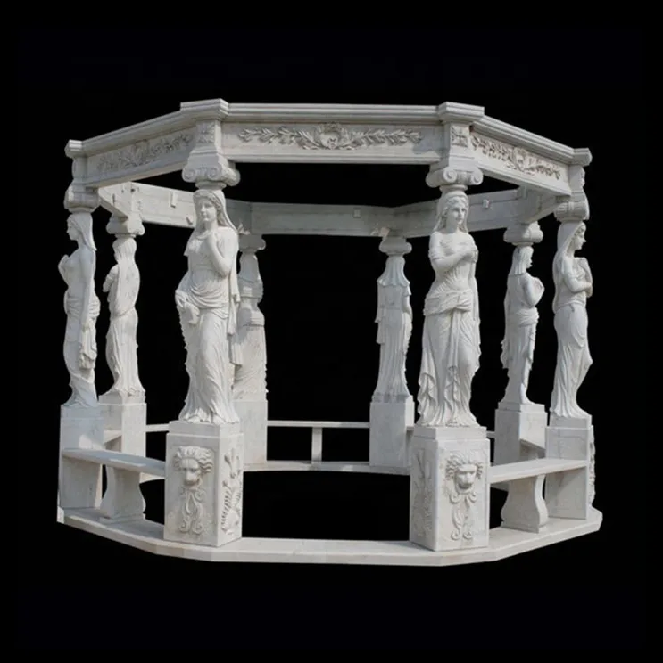 Customizable Simple White Marble Hexagonal Gazebo