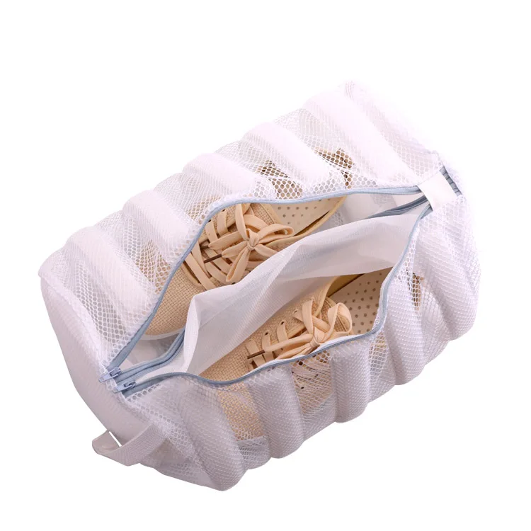 Wholesale OEM Polyester Multipurpose Cylindrical Mesh Laundry Bag Wash Bag With Two Zippers For Shoes Washing Machine Hanging
