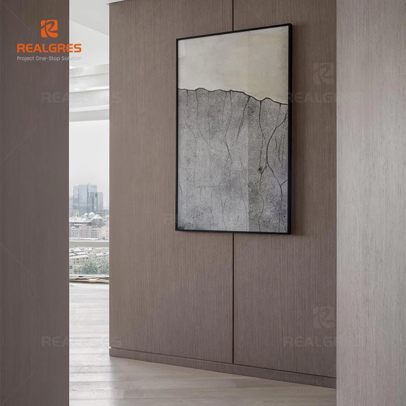 European Design TV Backdrop Wall Panel Grainy Wooden Bamboo Charcoal PVC Board Waterproof for Hotel & Apartment Interior Walls