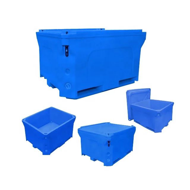 300L/630L/660L/800L/1000L Rotomolded Double Wall LLDPE Insulated Pallet Bin for Fish&Meat