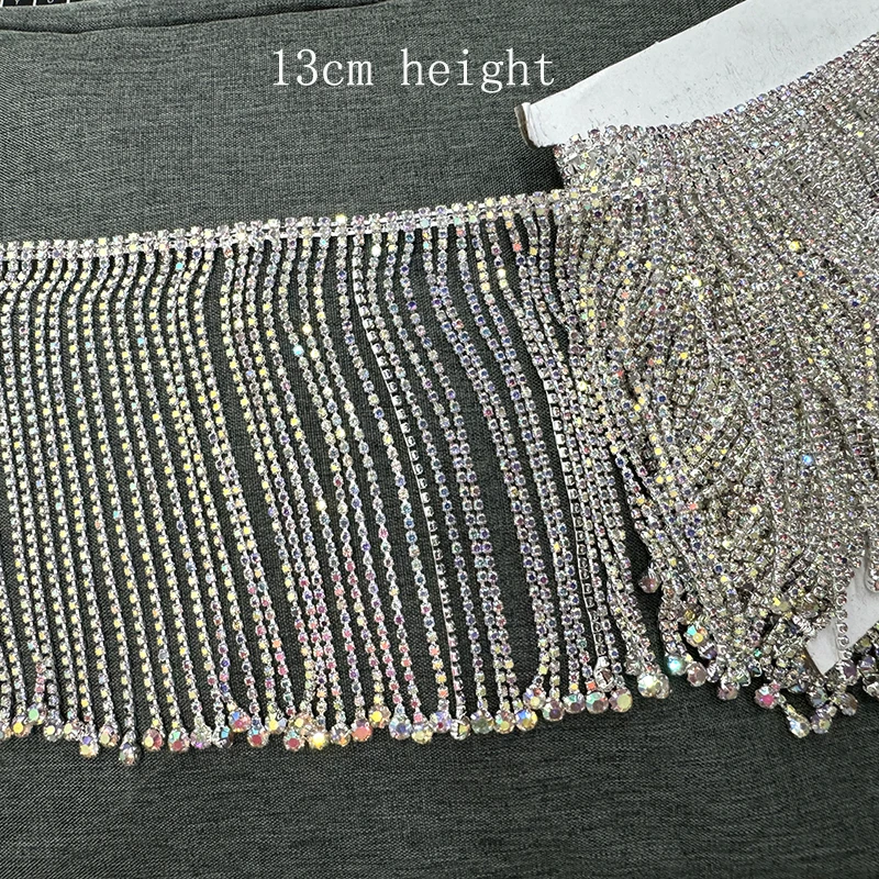 Lucky bulk price fashionable rhinestone chains in tassel type   rhinestone cup chain trimming   for dress decoration