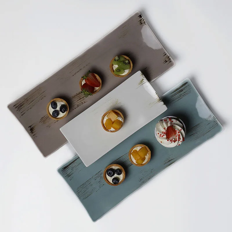 
Japanese Restaurant Ceramic Rectangle Sushi Plates and Dishes Porcelain Sushi Plate for Sale 