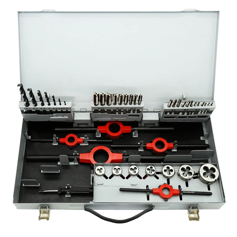 44 PCS Hand Tool Set Tap and Die Set Threading Tools Set With box tools