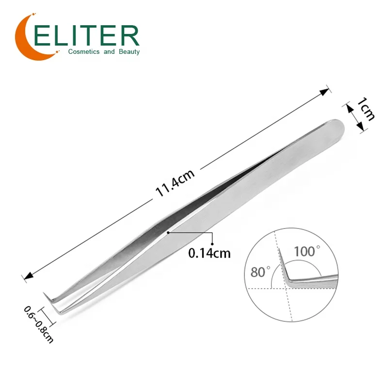 ELITER 0/80/90 Degree In Stock Eyelash Tweezers Grip Gold Matte Eyelash Tweezers Eyelash Kit With Tweezer