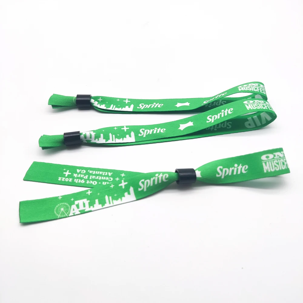 Wholesale Dye Sublimation Custom pink Satin Silk Printed Bracelet Ribbon Wristbands with logo Custom