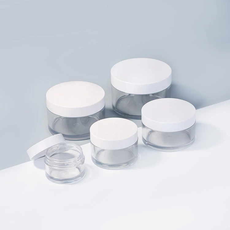 Cosmetic Jars Food Storage Container 8oz 50ml 100ml 200ml 250ml 300ml 500ml Clear Pet Plastic Jars With Screw  Lids
