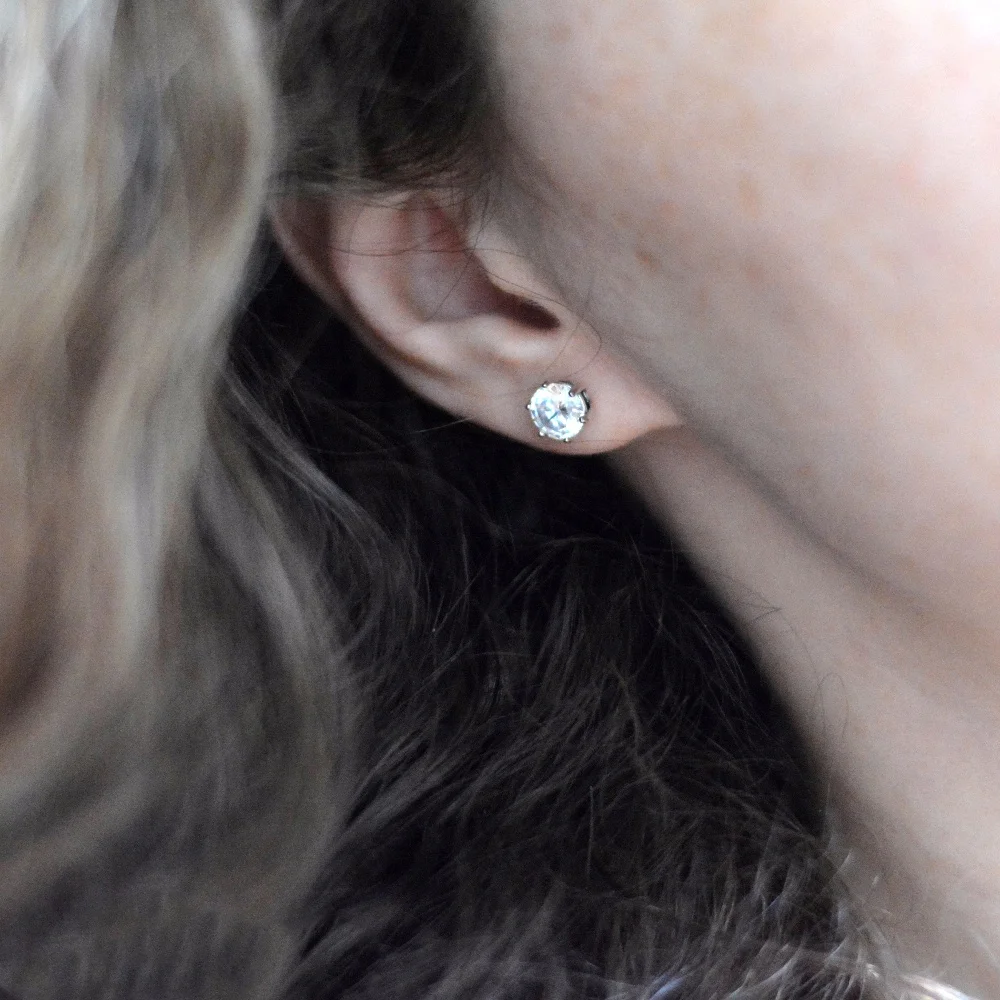 Diamond Earring Stud Luxury Dainty Classic Stainless Steel Earring Trendy Gold Plated Jewelry Shine Fine Earring Stud