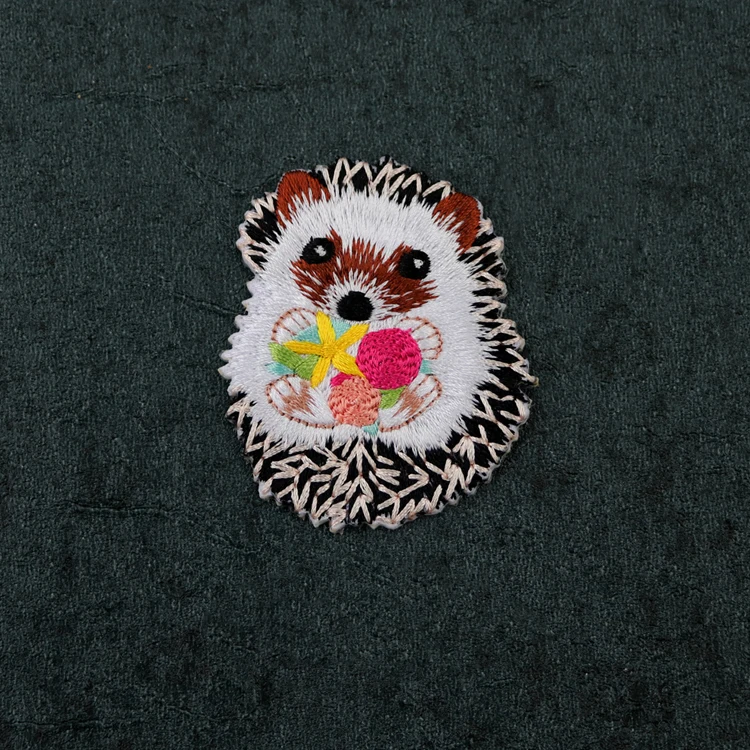Hot Selling Hand Embroidered badge Hedgehog Embroidery Patches For Clothing luggage Custom Embroidered ortho evra patchPatches