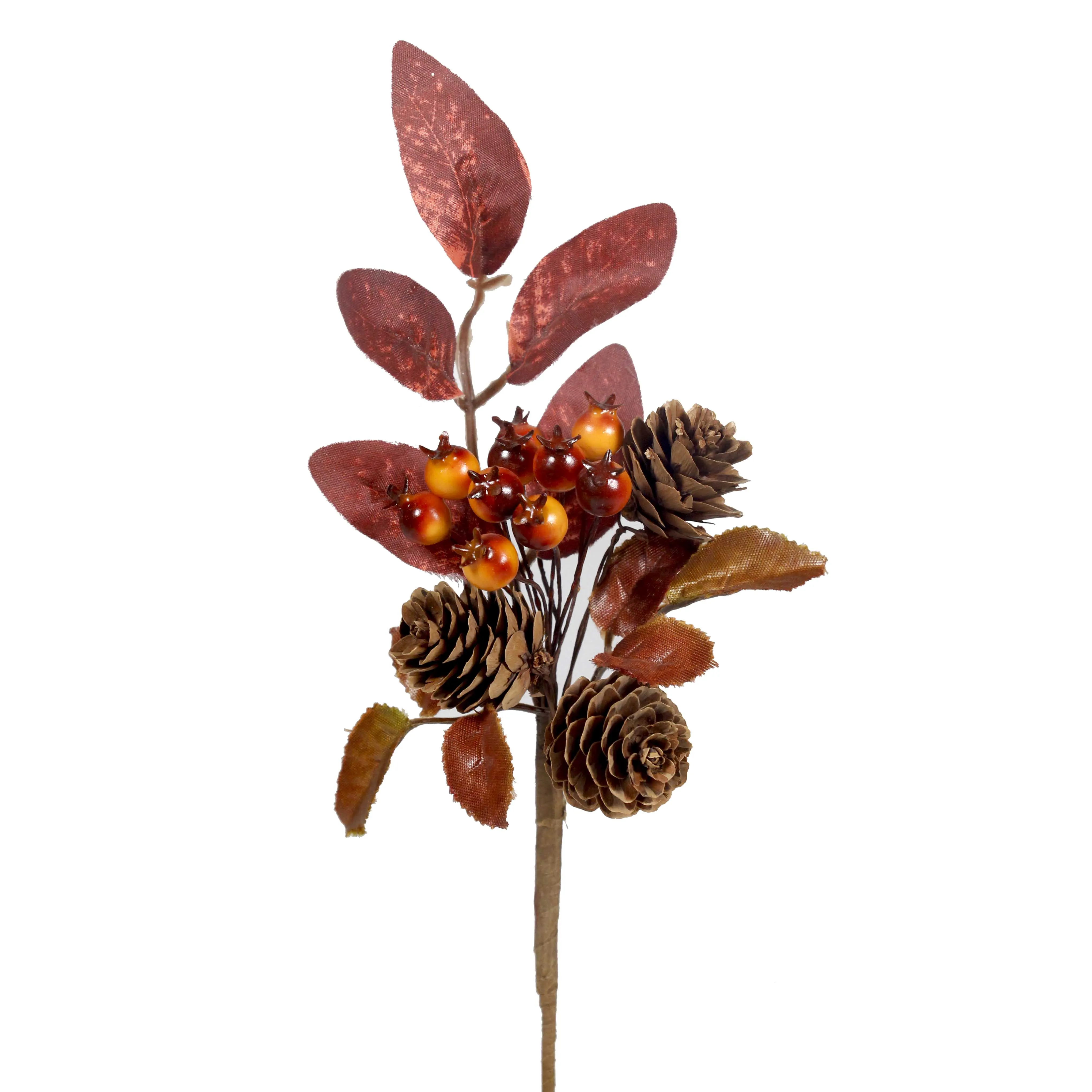 Artificial Silk Maple Leaves Stems Pine Cone Picks Berry Branches Fall Stems for Vases Autumn Thanksgiving Flowers