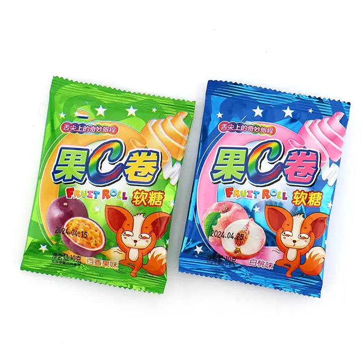 Halal Fruit flavors soft jelly chewy pectin roll up candy