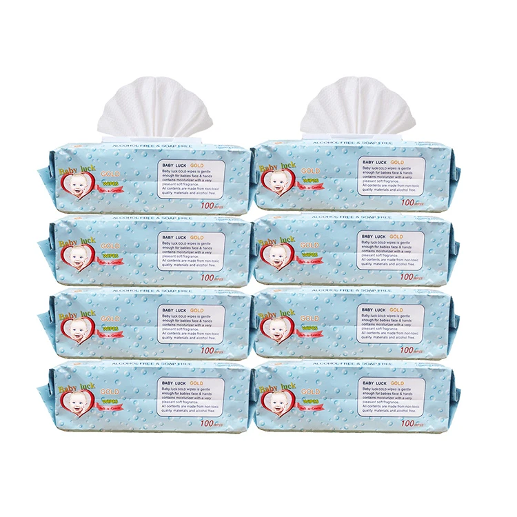 High quality free sample ready to ship manufacturers disposable 100pcs Display Box Non woven baby Wet Wipes