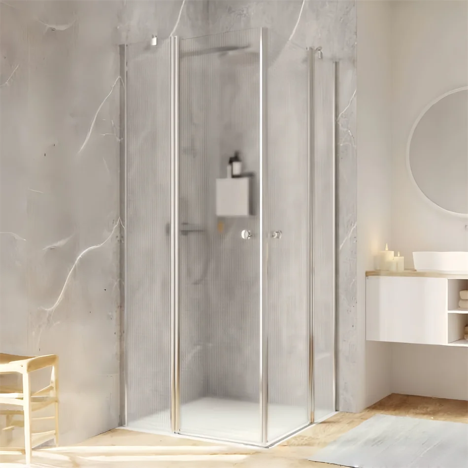 Oumeiga frame door for shower cubicle 760mm corner entry shower enclosures chrome profile