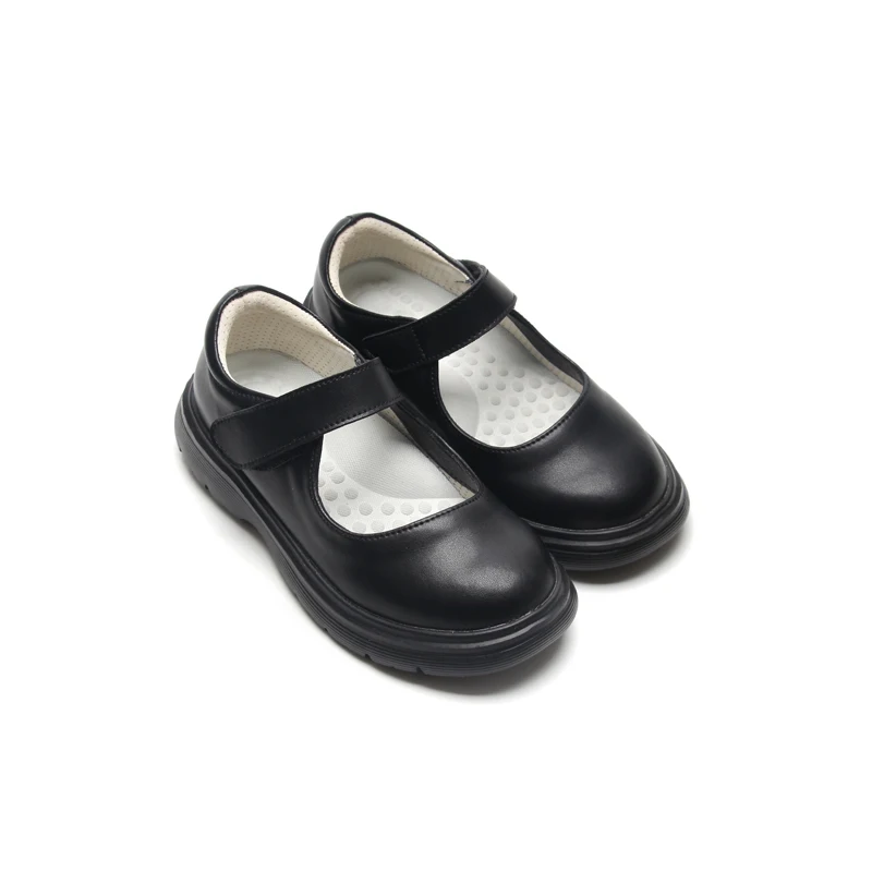 Babyhappy Factory Cheap Price Kids Black School Shoes Formal Flat Mary Jane Student Leather Student Shoes