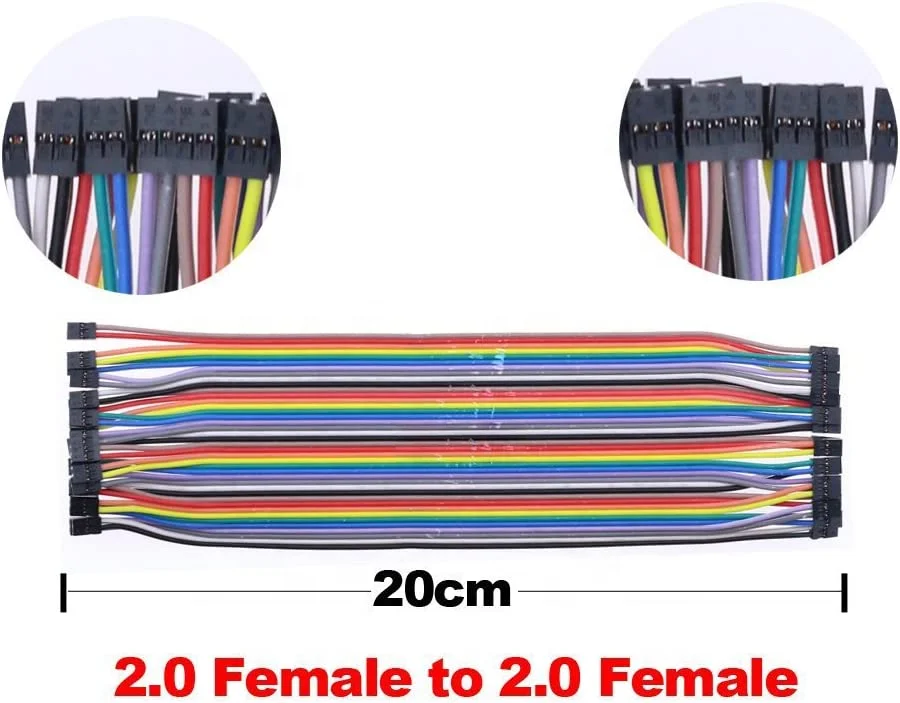 Gold Plated pin Dupont Wire Jumper Cable (8inch) 2.54mm Soft Flexible Silicone Test Leads for Electrical Testing 6 Colors