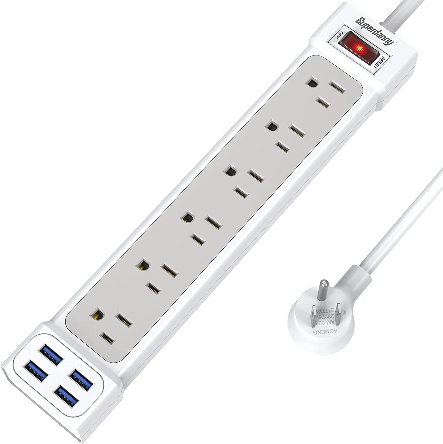 USA Type Hook with Loop Fastener Relay Controlled Heavy Duty 5ft Extension Power Strip