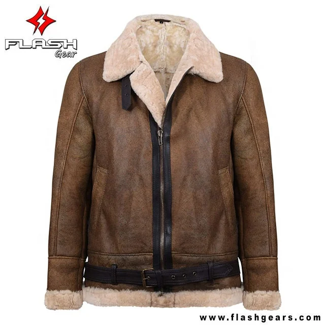 2022 New Fashionable Shearling Sheepskin Leather Jacket for Men Customized Logo Genuine Leather Casual Style with Zipper Closure