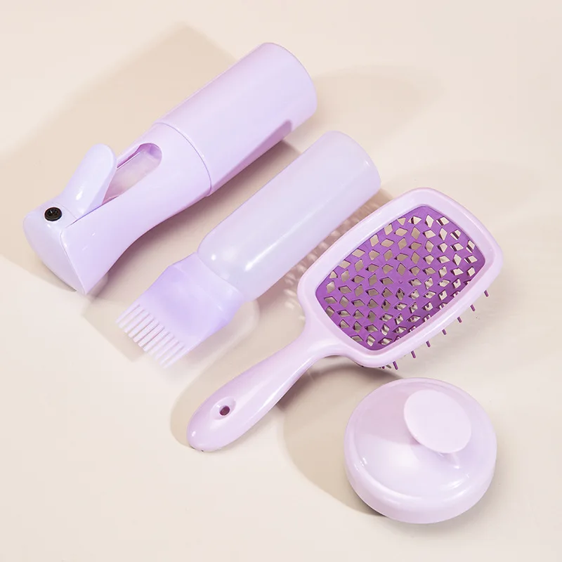 Wholesale Hollow Comb Oil Applicator Spray Bottle Silicone Scalp Shampoo Brush Massage Brush Set