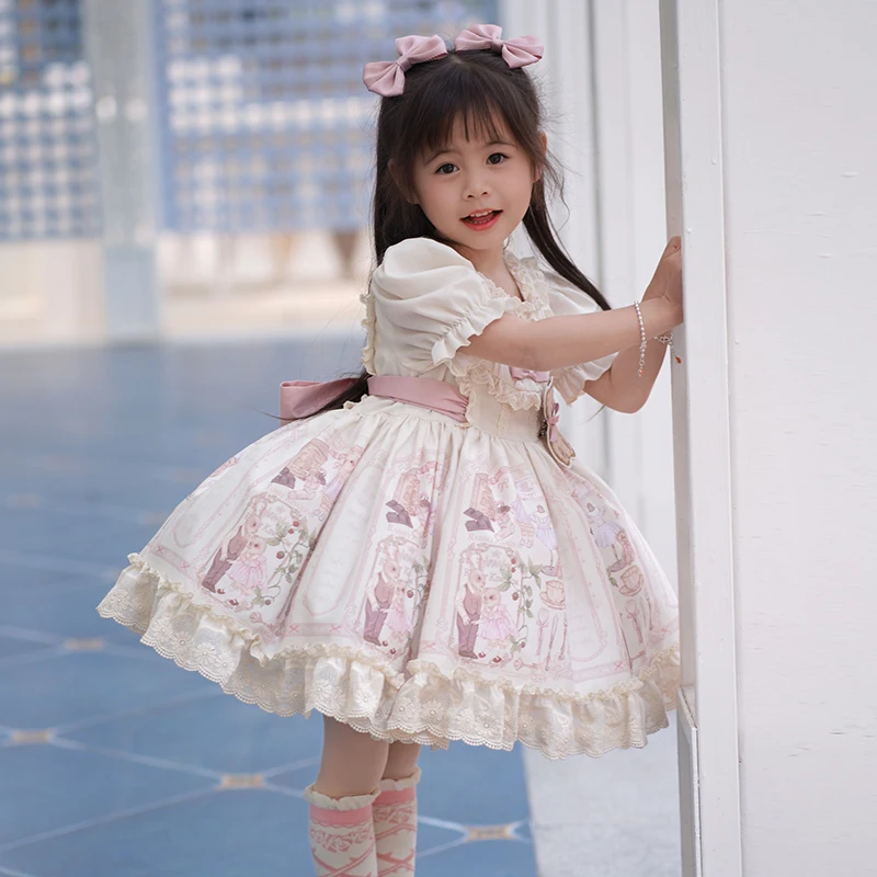 luxury dress short sleeve rabbit kids dresses dance christmas costumes lorita dress for girls  wholesale