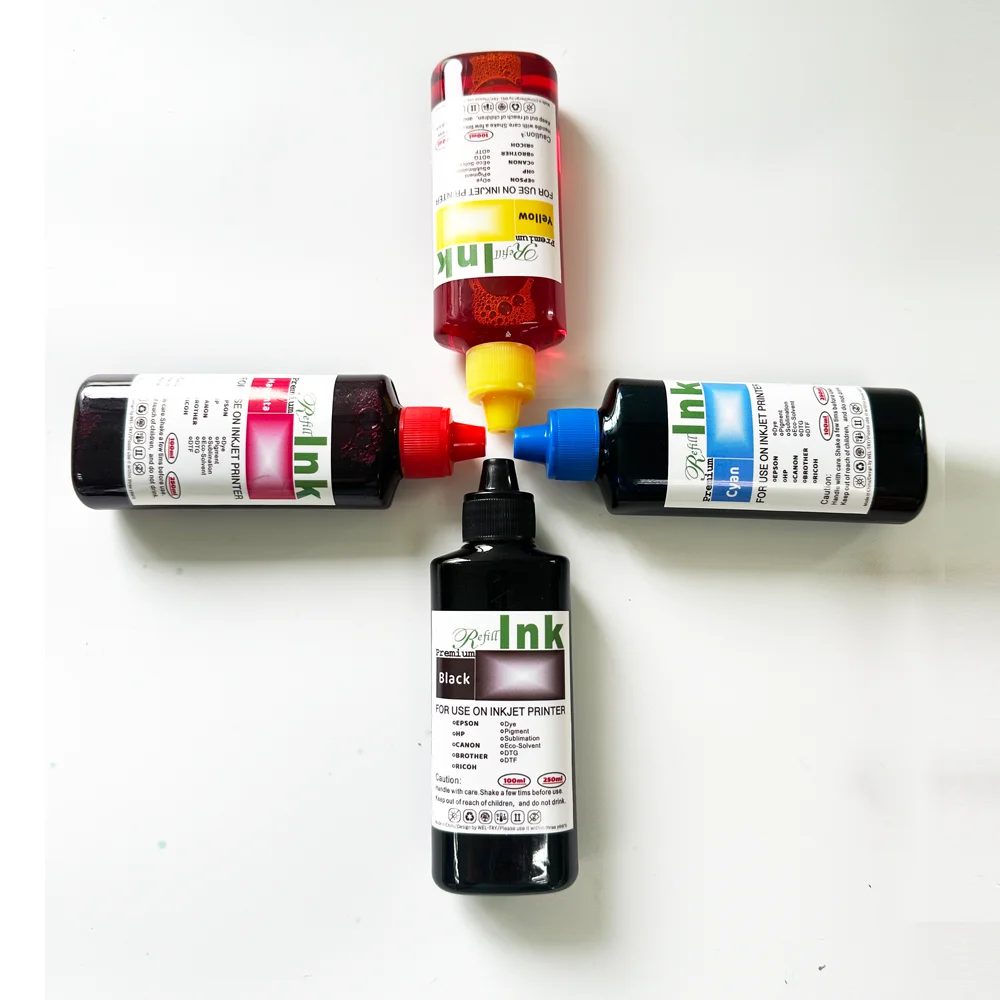 WEL-TRY Factory Wholesale for HP Ink Printer Premium Ink 100ml Dye Ink Bottle with 4 Color Impresora de Silo Refill Kits