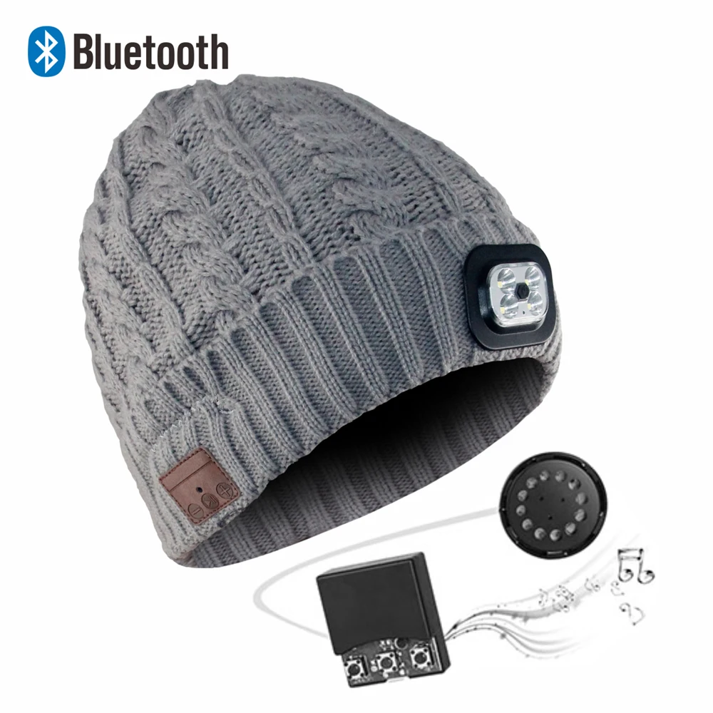 AC earphone hat Headphone blue tooth hat, winter hat beanie with wireless music cap and LED light