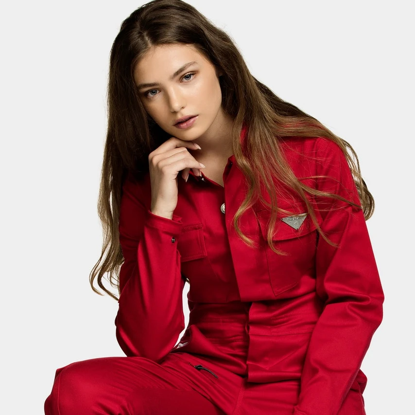 Fashion Coverall Workwear Red Color Comfortable and Breathable Workwear