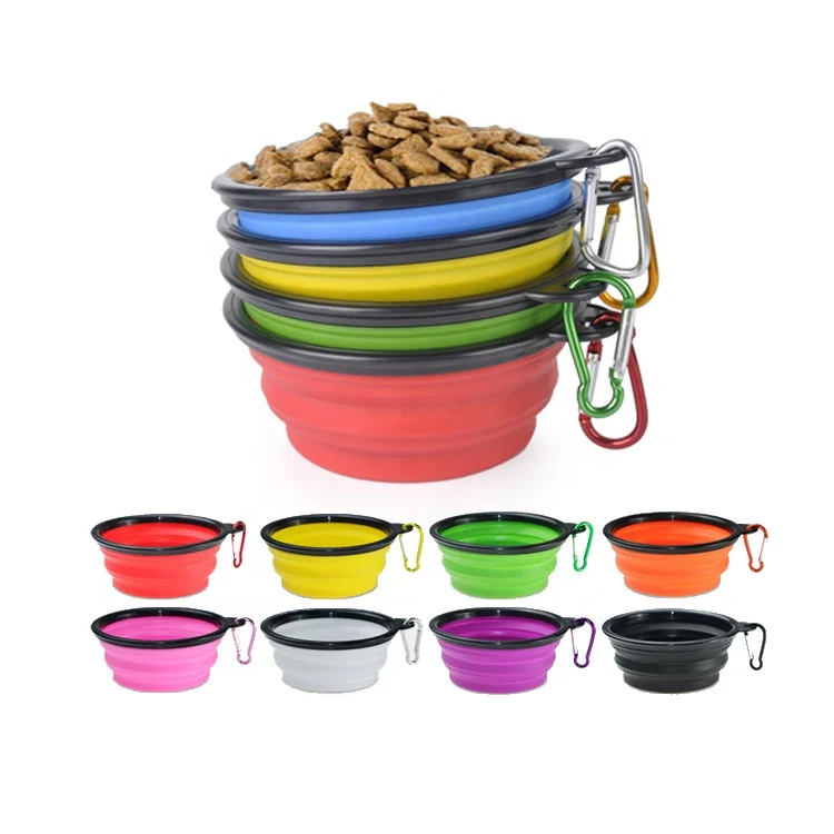 Amazon Custom Bpa Free Food Grade Pet Cat Dog Food Water Feeding Travel Silicone Portable Collapsible Dog Bowl