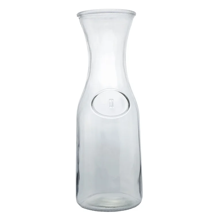 Water Wine Glass Carafe Narrow Neck for Comfortable Grip Wide Mouth Easy Pouring 1L One Litre 33oz