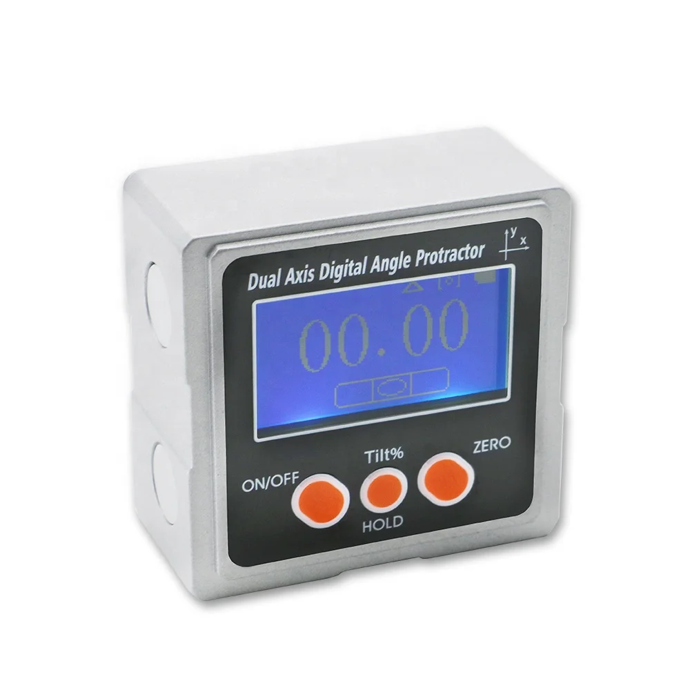 SHAHE Metal Dual axis Digital Inclinometer Digital Protractor Digital Bevel Box with 3-side Magnet Base With Backlight