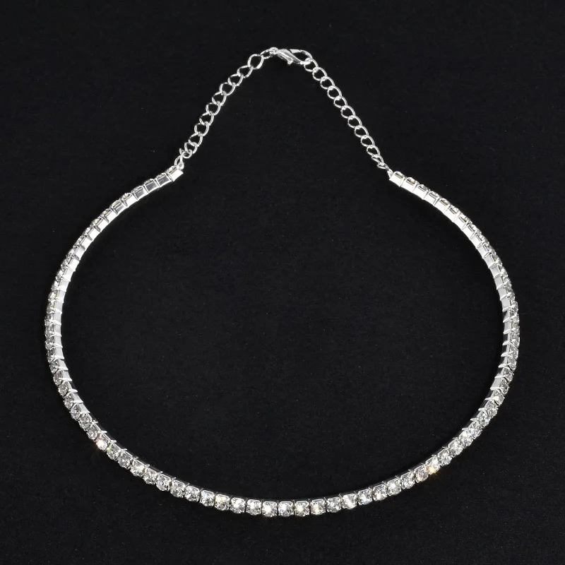 
XUNEBI Statement Jewelry 925 silver jewelry Necklace Rhinestone Choker Necklaces 