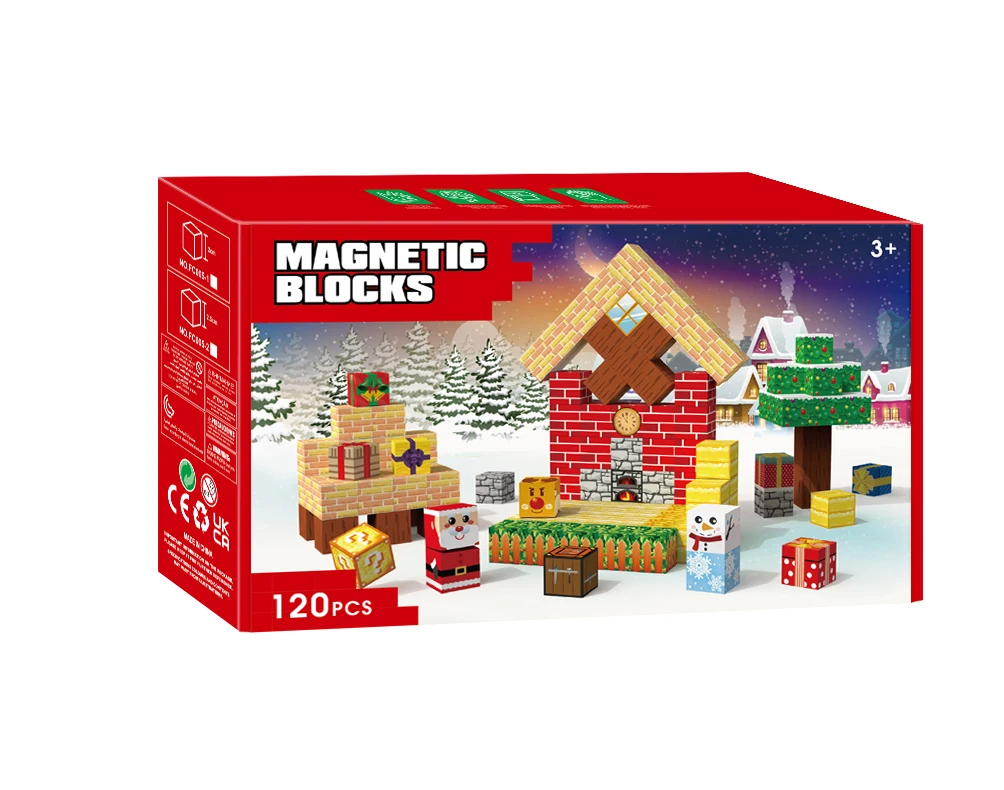 2CM 2.5CM Customization Plastic 3D DIY Creative World Christmas Gift Magnet Block Magnetic Building Blocks