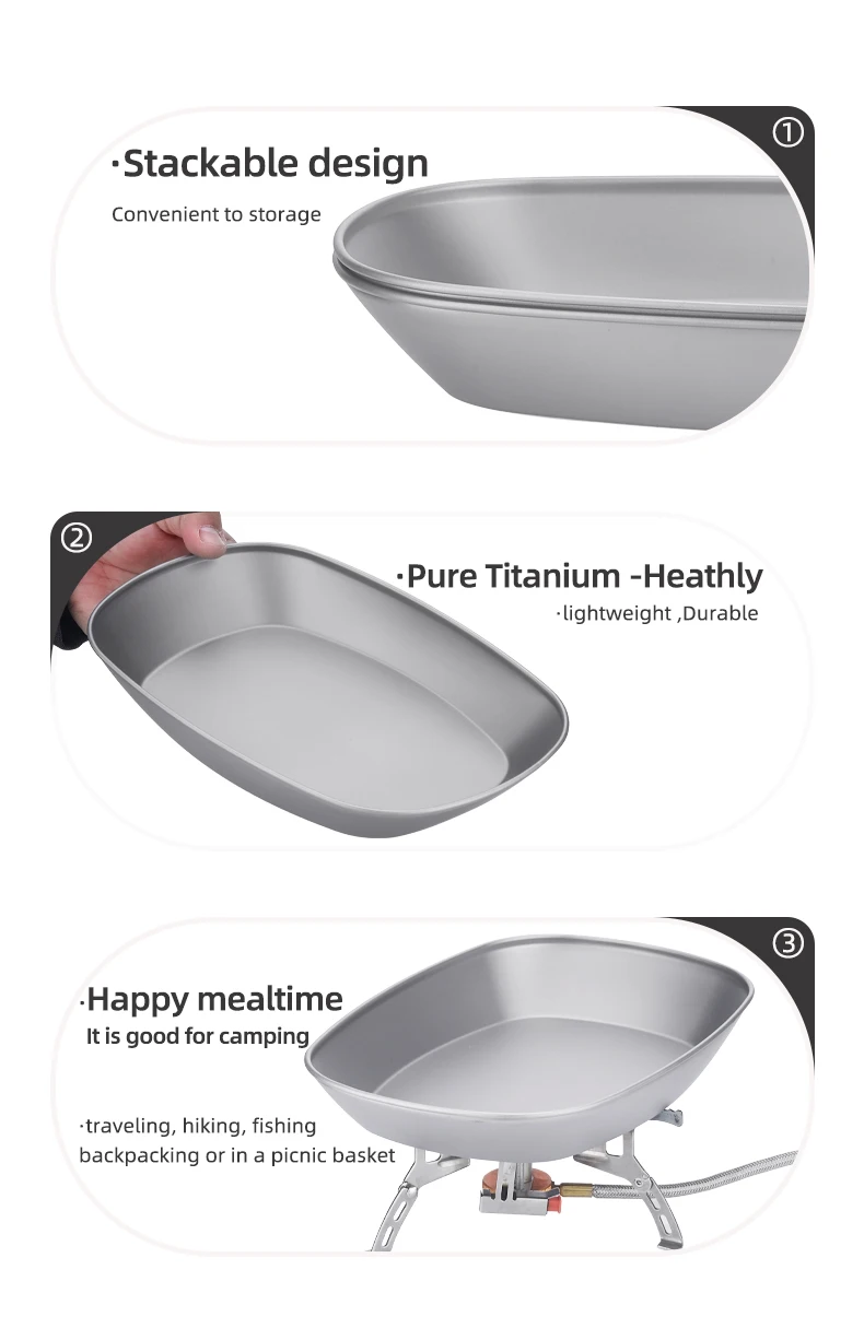 Titanium Pan Serving Platter Lightweight Camping Baking BBQ Plate Tray for Salad Pasta Snacks Cookies