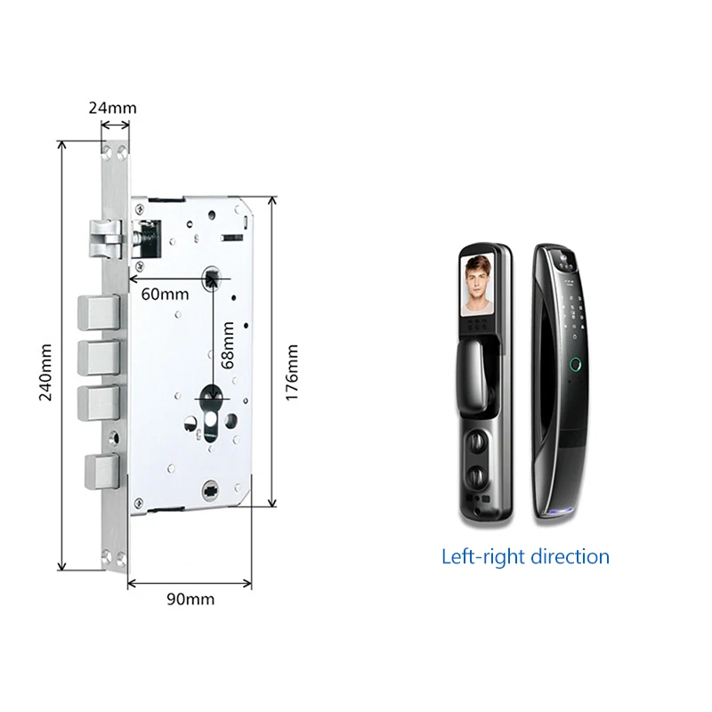 CAMAKT Stainless Steel Door Tuya Wifi Door Lock with Camera, Fully Automatic Smart Fingerprint Password Face Lock