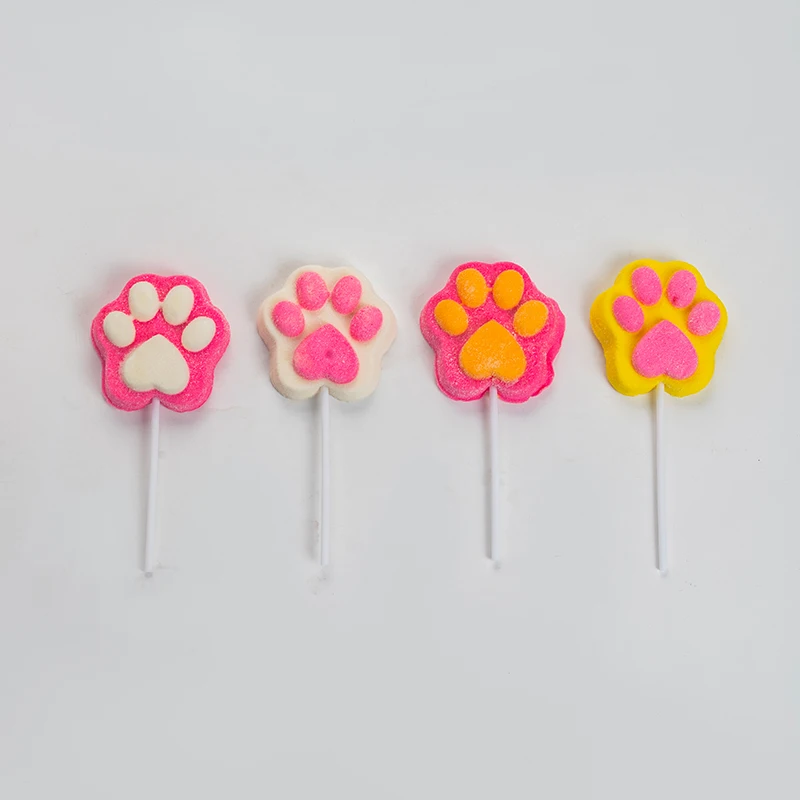 Confectionery for decorating Paw Shaped marshmallow  candy halal sweets lollipop