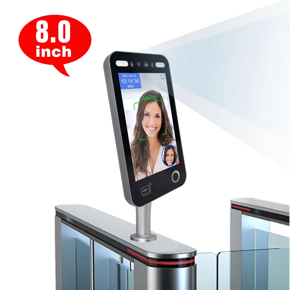 8 Inch Display Wifi Biometric Fingerprint Machine AI Face Recognition Access Control System For GYM