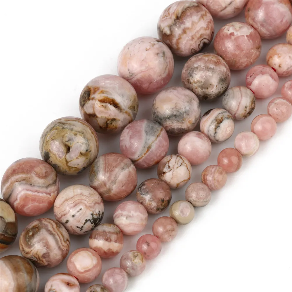 Wholesale Natural Round Grade AA Argentina Rhodochrosite Gemstone Loose Beads for Jewelry Making DIY Handmade Crafts